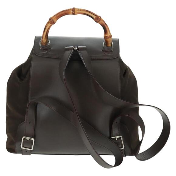 GUCCI Bamboo Backpack Nylon Brown Silver 003 2058 0016 5 Auth 161352 main image 15